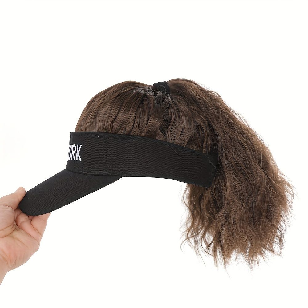 Hat Wig With Ponytail Synthetic Curly Hair Extension Wig Kinky Straight Travel Beach Baseball Cap All-in-one Easy to Wear