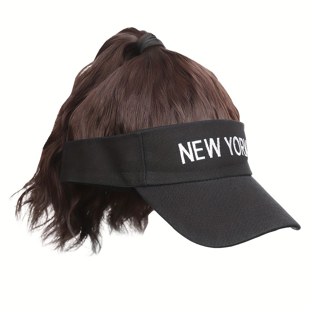 Hat Wig With Ponytail Synthetic Curly Hair Extension Wig Kinky Straight Travel Beach Baseball Cap All-in-one Easy to Wear