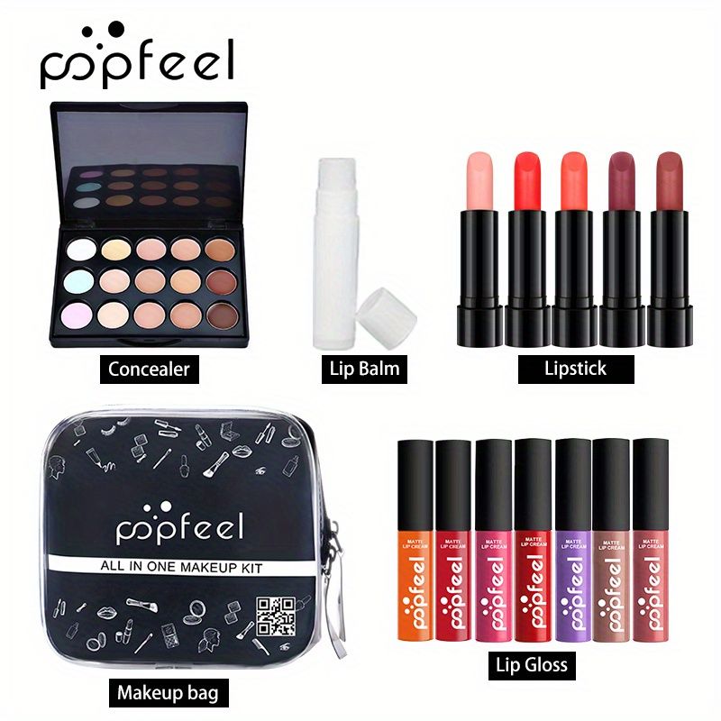 POPFEEL 24-34Pcs Makeup Set Full Professional Makeup Kit Eyeshadow Blush Foundation Face Powder Makeup Case Korean Cosmetic - Everyday Use