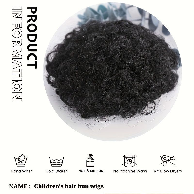 Afro Puff Drawstring Hair Bun Ponytail Short Afro Curly Ponytail Extensions Synthetic Clip In Hair Extensions Natural Looking For Daily Use Kids Wig