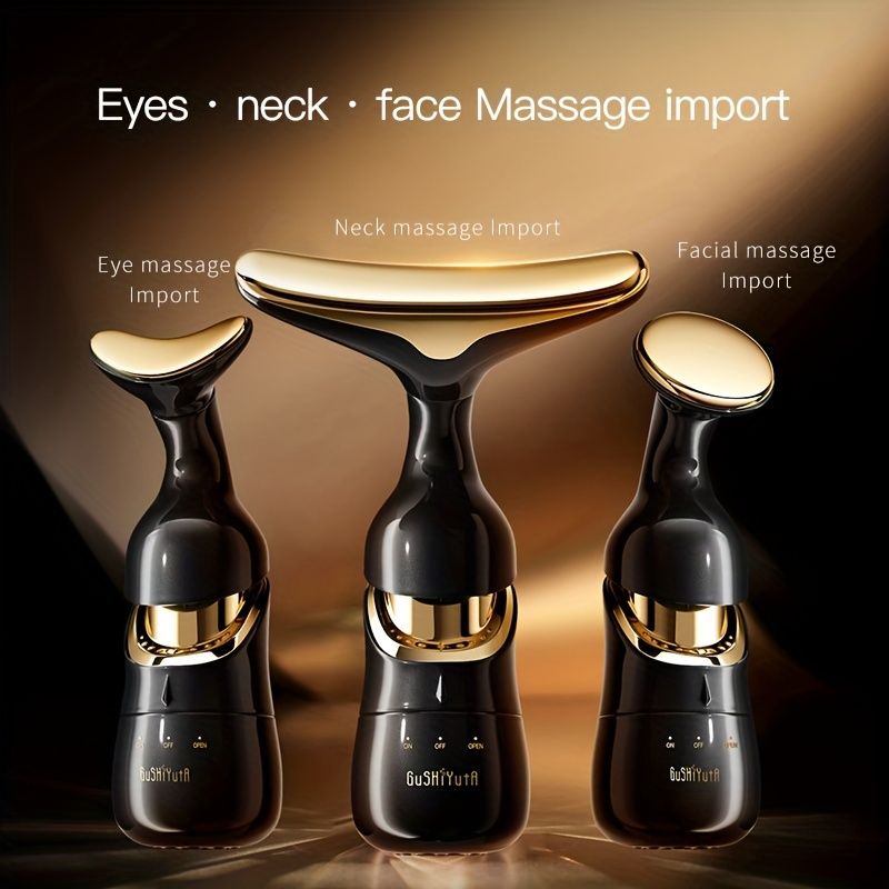 3 In 1 Face Massager Neck Facial Eye Massage Introducer Microcurrent Skin Rejuvenation Anti Aging Beauty Device