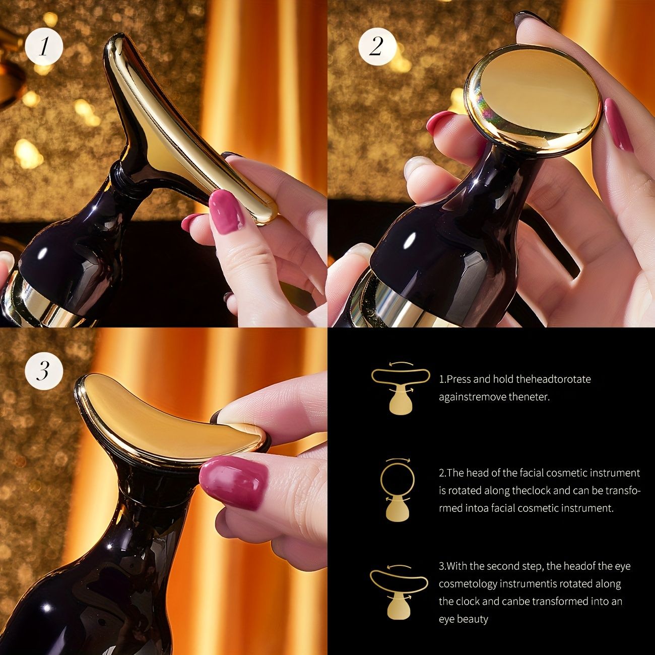 3 In 1 Face Massager Neck Facial Eye Massage Introducer Microcurrent Skin Rejuvenation Anti Aging Beauty Device