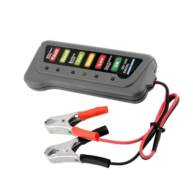 Mini 12V Car Battery Tester Digital Alternator Tester 6 LED Lights Detect Display Car Tool Auto Battery Tester For Car Motorcycle