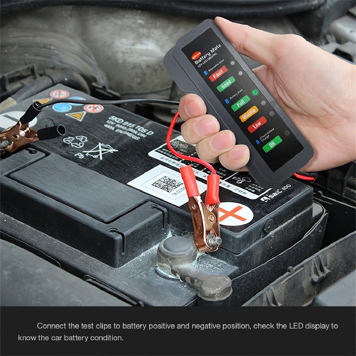 Mini 12V Car Battery Tester Digital Alternator Tester 6 LED Lights Detect Display Car Tool Auto Battery Tester For Car Motorcycle