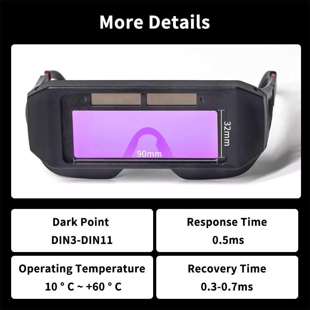 Auto-Darkening Solar Powered Welding Helmet Goggles LCD Welder Glasses for for TIG MIG MMA Gas Welding and Chainsaw Work
