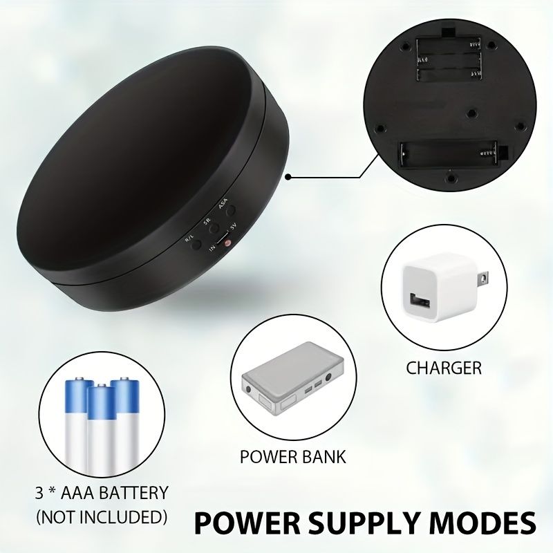 3 Speeds Electric Rotating 360 Degree Display Stand Turntable Mirror Photography Turntable Jewelry Holder 13.8 cm/6.6lbs Load For Photography Video Shoot Prop