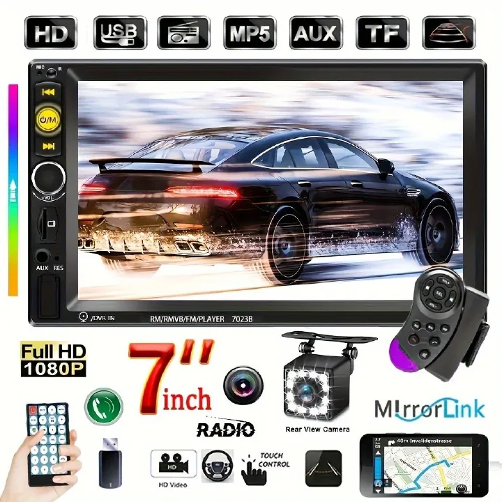 2 Din Car Radio 7" HD Autoradio Multimedia Player Touch Screen Auto Audio Car Stereo MP5 Bluetooth USB Mirror Link USB FM Autoradio Rear View Camera