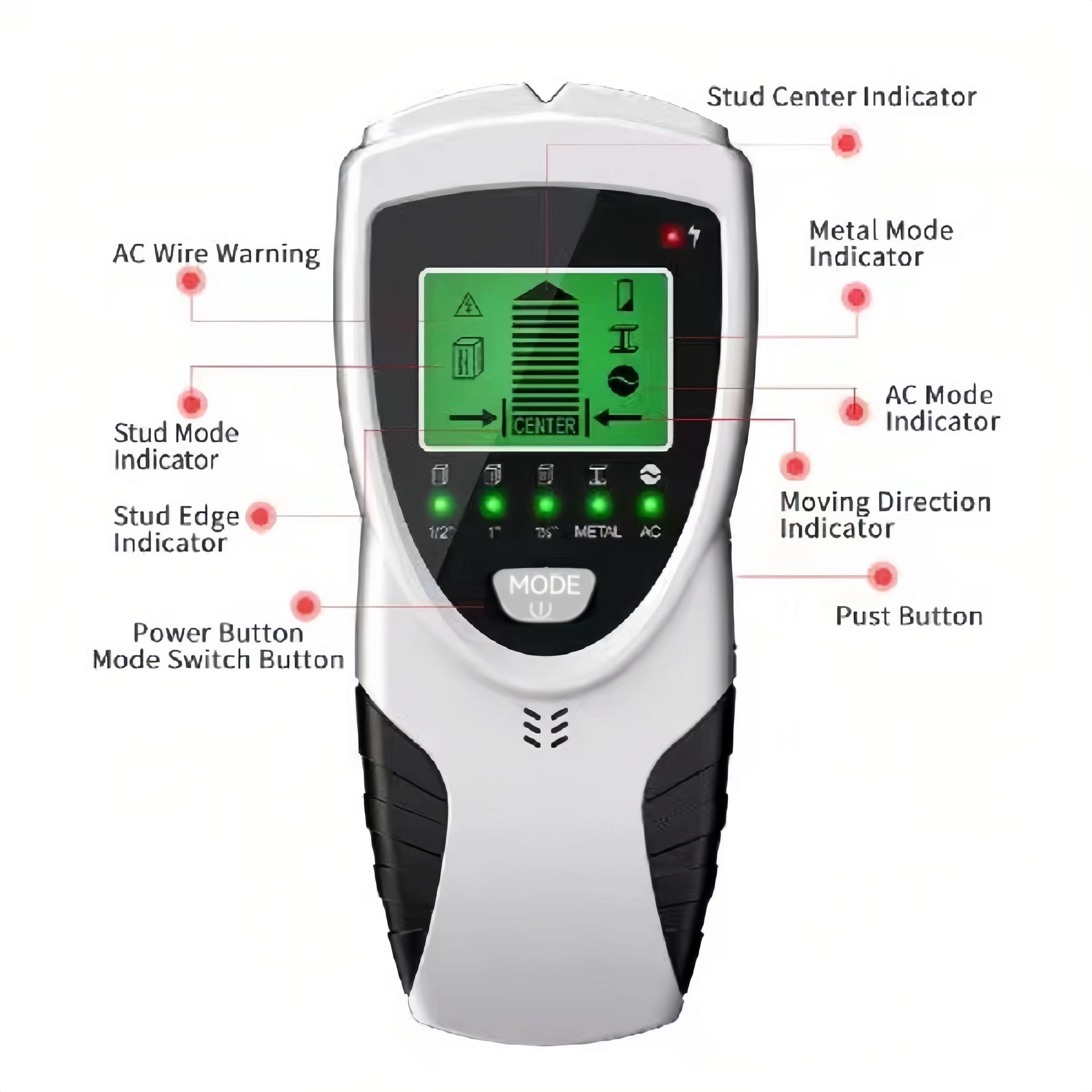Stud Finder Wall Scanner 5 In 1 Stud Detector Intelligent Microprocessor Chip HD LCD Display Stud Sensor Beam Finders For The Center Edge Of Wood AC Wire Metal Studs Joist Pipe