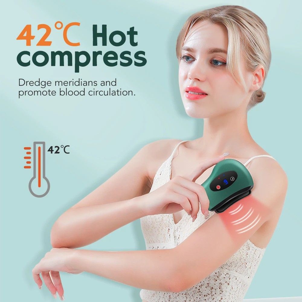 Electric Scraping Board 9 Gears Vibration Massage Hot Compress Dredging Meridian Lymphatic Drainage Care Body