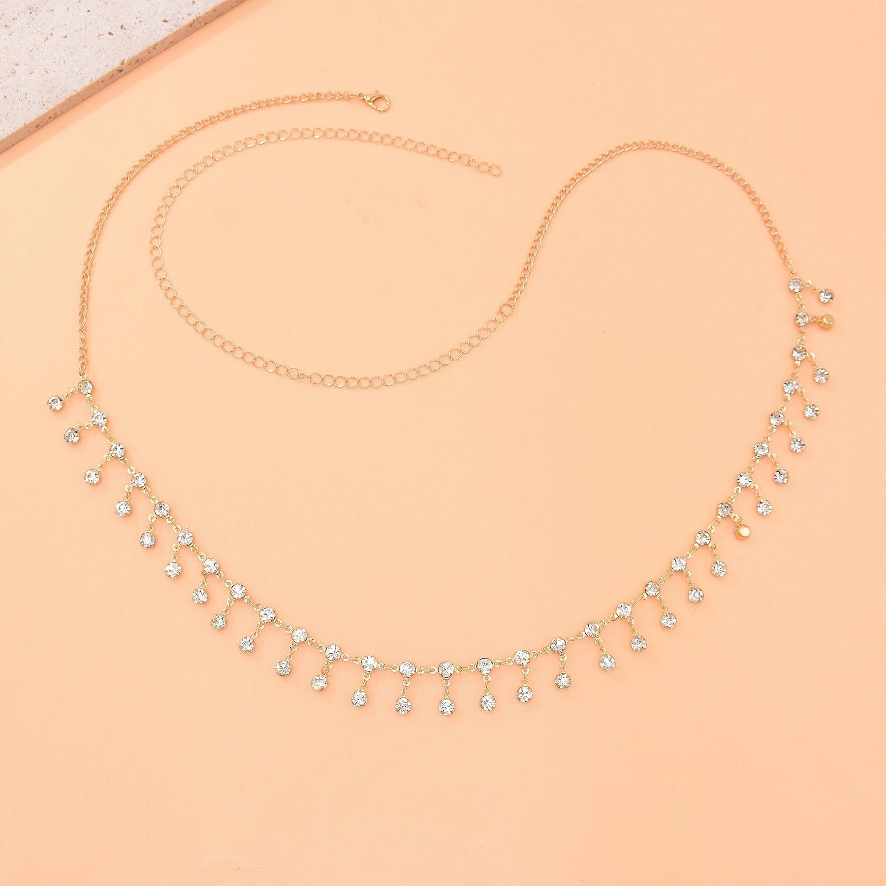 Tassel rhinestone waist chain for women's 2024 summer new trendy and simple spicy girl decoration body chain