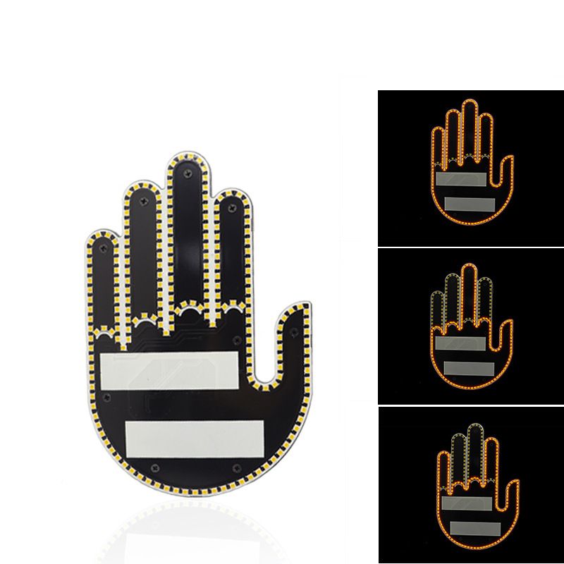 Funny Car Finger Light with Remote, Road Rage Signs Middle Finger Gesture Light，Auto Amber Middle Finger Warning Brake Light