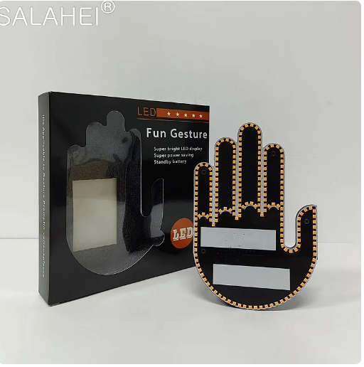 Funny Car Finger Light with Remote, Road Rage Signs Middle Finger Gesture Light，Auto Amber Middle Finger Warning Brake Light