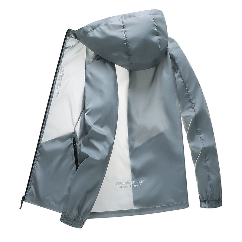 Summer New Men's Fashion Ice Silk Sunscreen Clothing Pure Color Hooded Semi-Transparent Ultraviolet Protection Clothing For Men