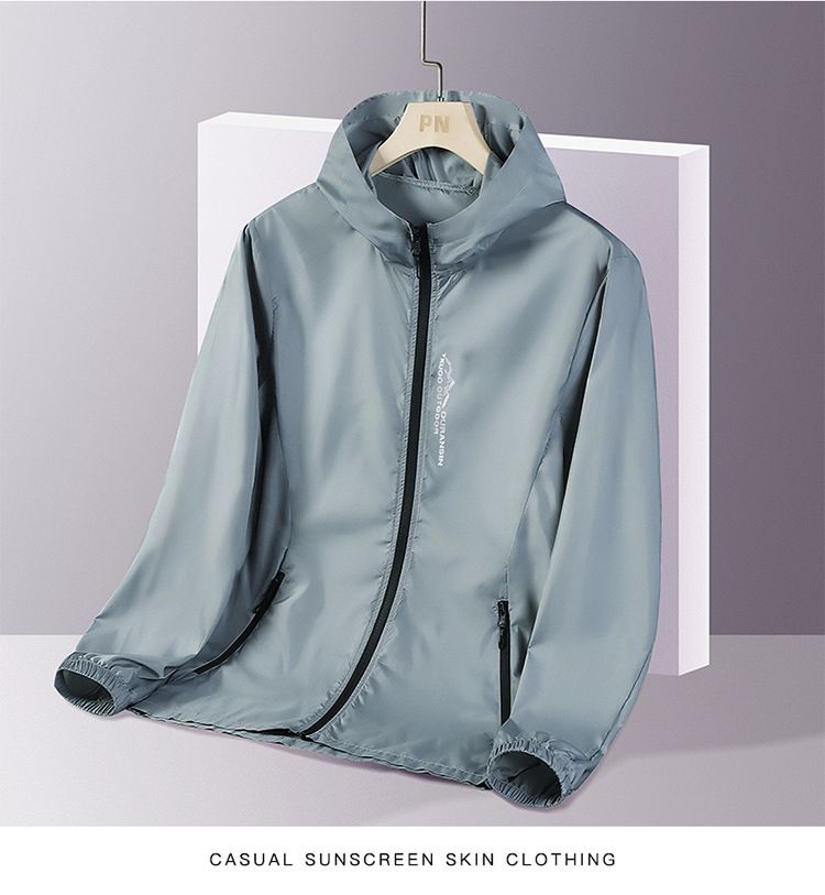 Summer New Men's Fashion Ice Silk Sunscreen Clothing Pure Color Hooded Semi-Transparent Ultraviolet Protection Clothing For Men