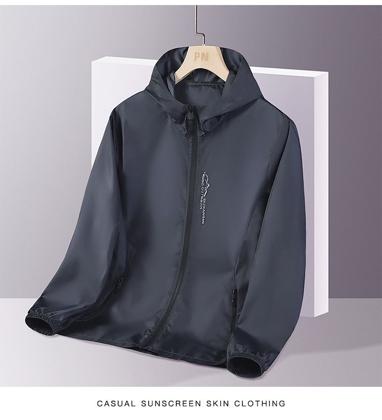 Summer New Men's Fashion Ice Silk Sunscreen Clothing Pure Color Hooded Semi-Transparent Ultraviolet Protection Clothing For Men
