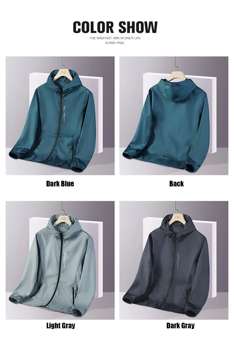 Summer New Men's Fashion Ice Silk Sunscreen Clothing Pure Color Hooded Semi-Transparent Ultraviolet Protection Clothing For Men