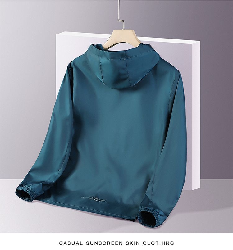 Summer New Men's Fashion Ice Silk Sunscreen Clothing Pure Color Hooded Semi-Transparent Ultraviolet Protection Clothing For Men