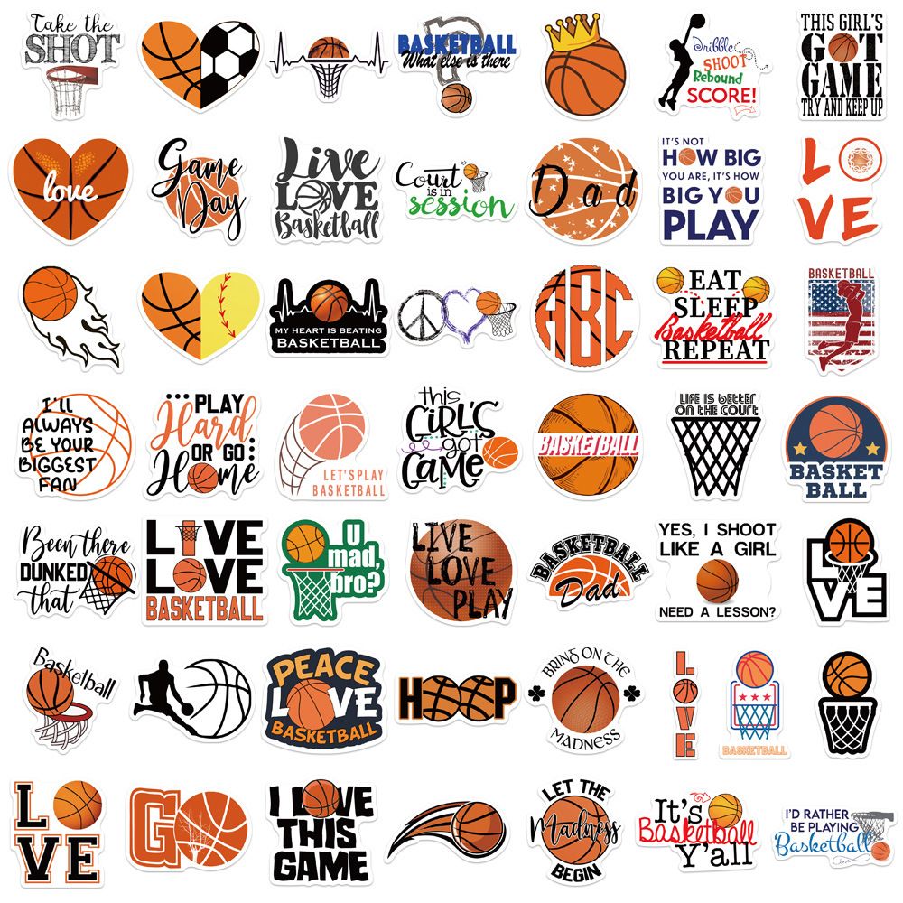 50pcs Love Basketball Stickers For Journal Phone Guitar Laptop Notebooks Stationery DIY Sport Sticker Scrapbooking Supplies