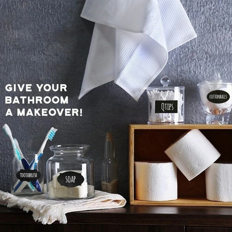 Haile 20pcs Waterproof Chalkboard Labels Spice Organizer Label for Household Kitchen Jars Blackboard Stickers With White Pen