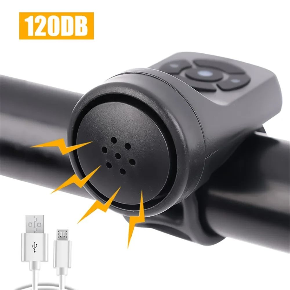 Bicycle Electric Bell with USB Charging Horn, Mountain Bike Safety Ring, Waterproof Bell, Cycling Accessories, MTB, Warning