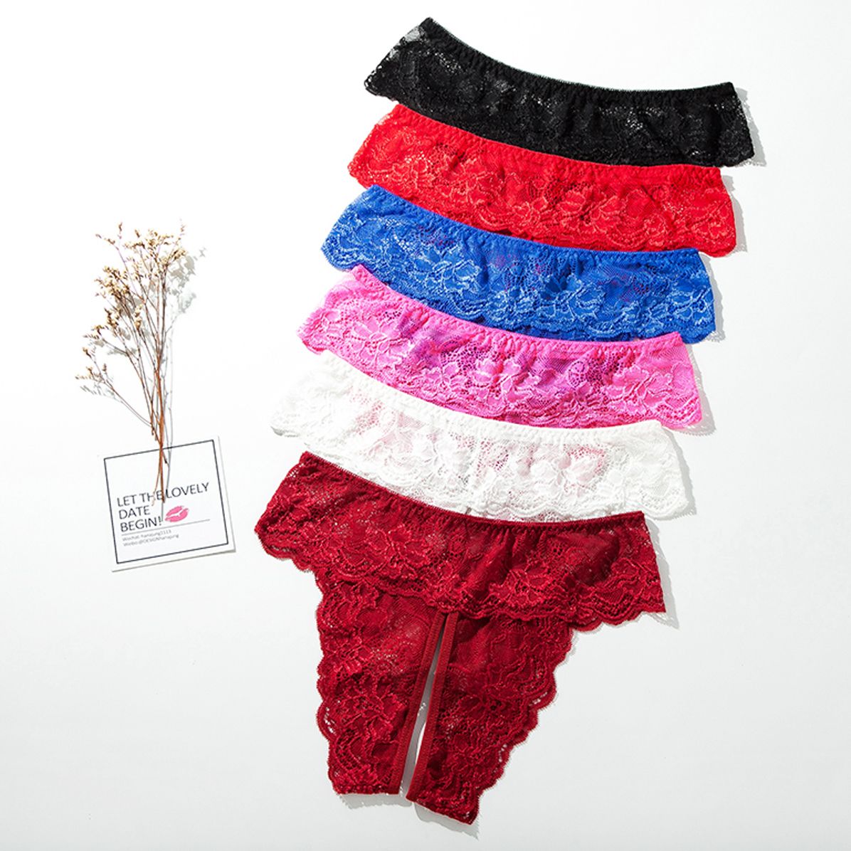 Women's Cute Crotchless Panties Brief Plus Size Lingerie Sleepwear Underwear Knickers Gift For Girlfriend Wife 1 or 3 or 6 packs