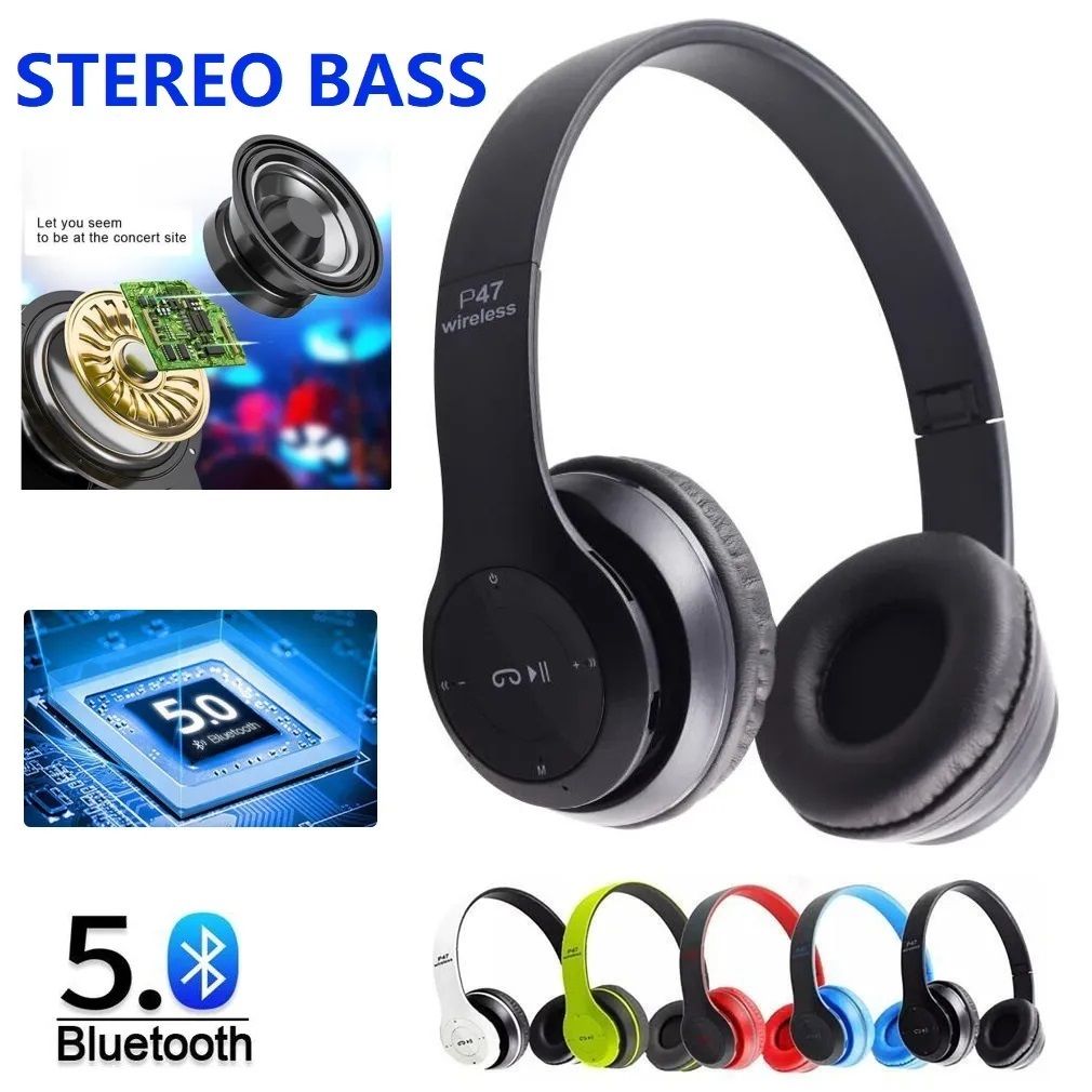 Wireless Stereo Bass Bluetooth Headphone Sports Foldable Headset MP3 Player Sports Speakers With Mic Microphone TF For IOS/Android