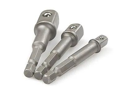 3 PCE HEX DRILL POWER BIT SOCKET DRIVE ADAPTOR EXENSION SET - 1/4 3/8 1/2