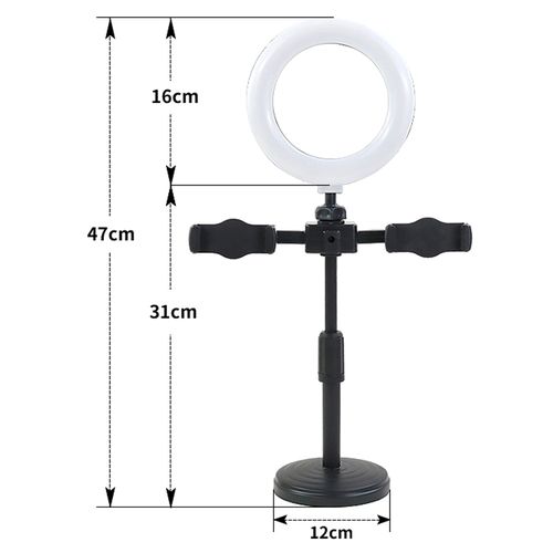 Ring Light Mirror For Selfie YouTube Video Phone Holder Stand Shooting With 3 Light Modes