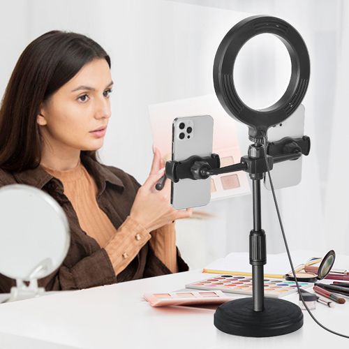 Ring Light Mirror For Selfie YouTube Video Phone Holder Stand Shooting With 3 Light Modes