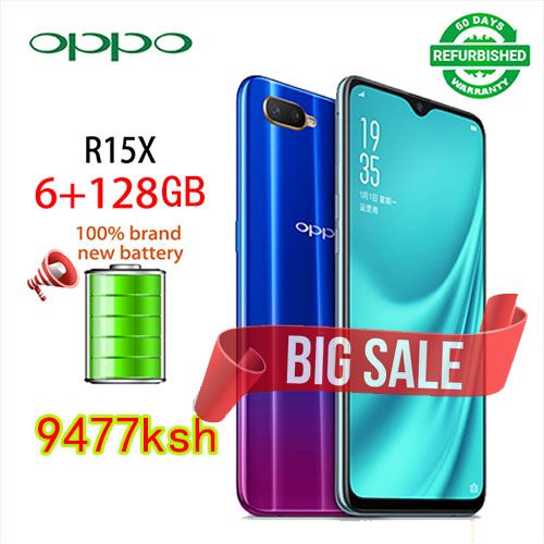 Refurbished OPPO R15X 128GB+6GB 6.4'' Face unlock 3600mAh Battery Smart Phones Dual SIM 25MP+18MP Camera Mobile phones Qualcomm Snapdragon 660 processor