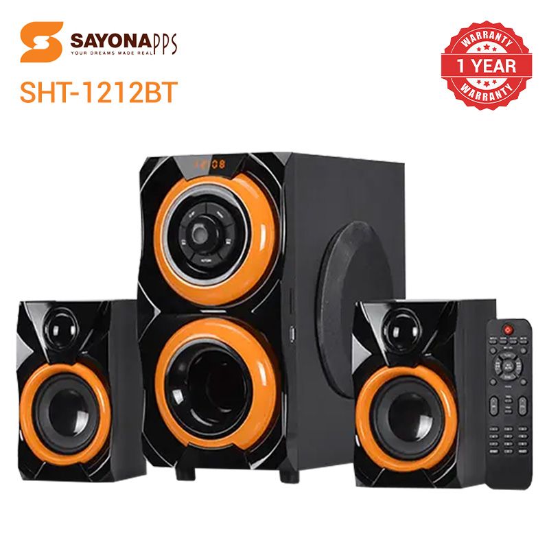 New Arrival! 2.1 CHANNEL Sayona  Multimedia Subwoofer Speaker System Sub woofer Black SHT-1212 BT, P.M.P.O 7000W