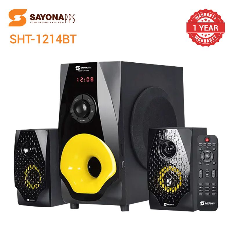 New Arrival! 2.1 CHANNEL Sayona  Multimedia Subwoofer Speaker System Sub woofer Black SHT-1214 BT, P.M.P.O 7000W
