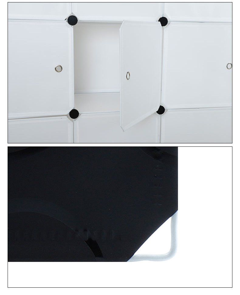 Jaza Keja 4 Columns Plastic Large Wardrobe with Shoe Rack Corner Bookshelf Cabinet Wardrobe