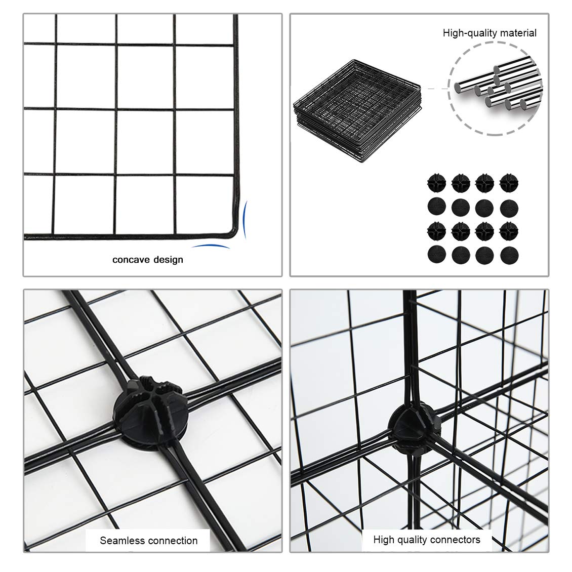 Jaza Keja 6 Cube Metalic Closet Organizers Portable Wardrobe Storage Wire Metal Grids Bookshelf Stackable Modular Shelves Storage Organizer Bins for Home,Office,Kids