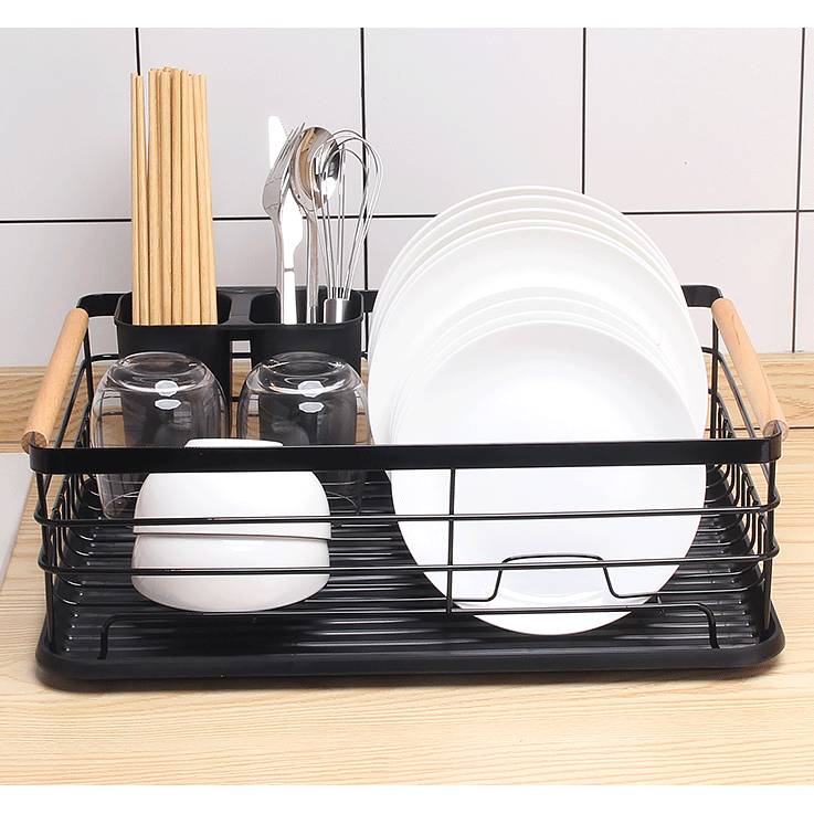 【Promotions】Jaza Keja Dish Drying Rack for Kitchen Counter Stainless Steel Dish Drainer with Removable Cutlery Holder Drainboard