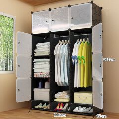 [Sale]Jaza Keja 12 Grids 3 Columns Premium Plastic Wardrobe Portable Wardrobe Closet Storage Shelf With Shoes Storage Box Books Toys Space Saving Household Organizer