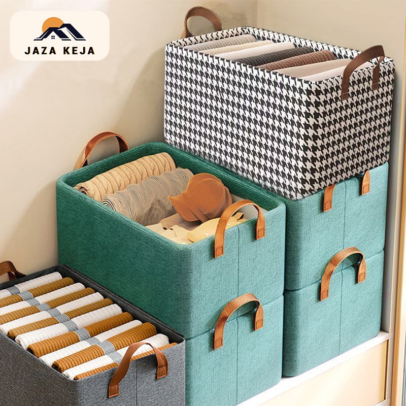 Jaza Keja Foldable Clothes Closet Organizer Inner Layer Handle Fabric Storage Baskets Box Steel Frame Stackable Shelf Wardrobe for Clothes Toys