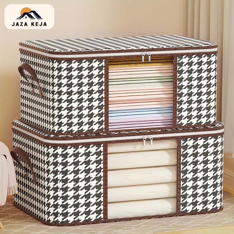 Jaza Keja Visible Window Storage Bag Thickened Non-woven Quilt Household Large Capacity Foldable With Handles Organizer Box