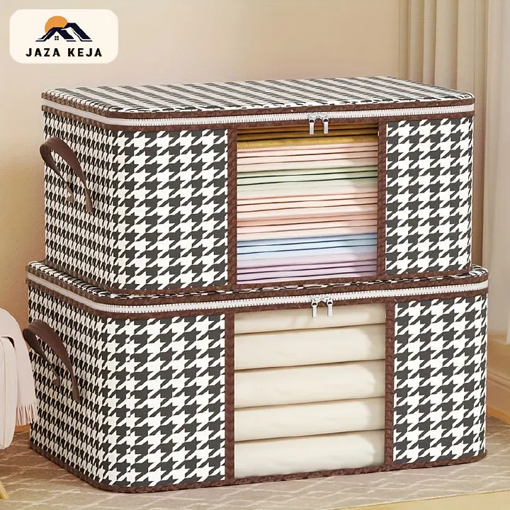 Jaza Keja Visible Window Storage Bag Thickened Non-woven Quilt Household Large Capacity Foldable With Handles Organizer Box