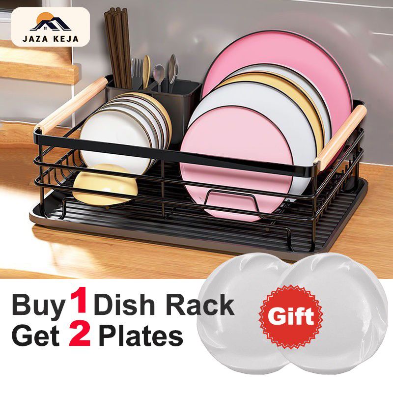 Jaza Keja 2 Layers Kitchen Storage Shelf Plastic Drain Dish Rack Kitchen Organizer for More Space Saving Kitchen Counter