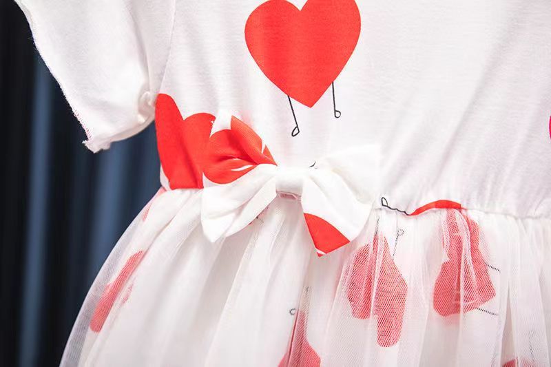 D-baby 1PC Lovely Baby Kids Girl Love Print Shortsleeve Dress Girls Dress