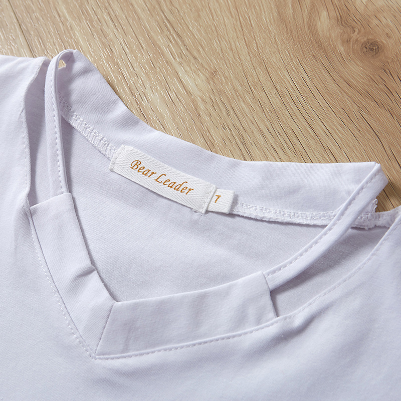 D-baby Summer 4-9Y baby girl cotton clothes suit kids sweet T-shirt+ shirt two-piece set