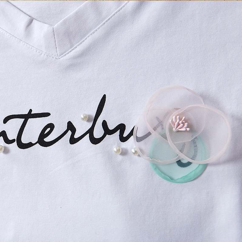 D-baby Summer 4-9Y baby girl cotton clothes suit kids sweet T-shirt+ shirt two-piece set