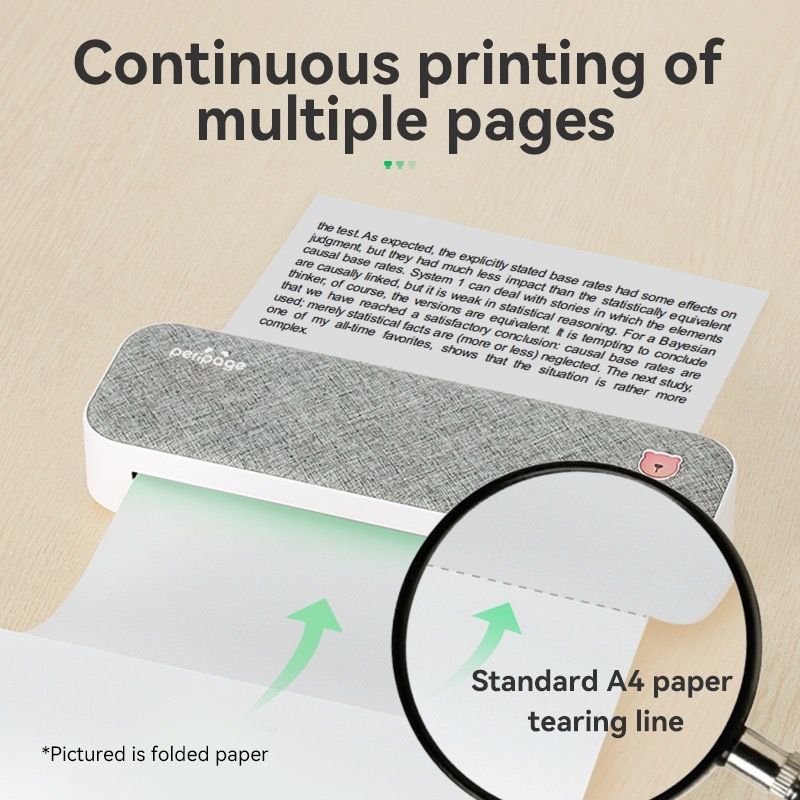 A4 Thermal Printing Paper Rolls for Peripage A4 Mini Printer Pocket Printer Portable Thermal Label Printer Thermal Paper Folded Rolls