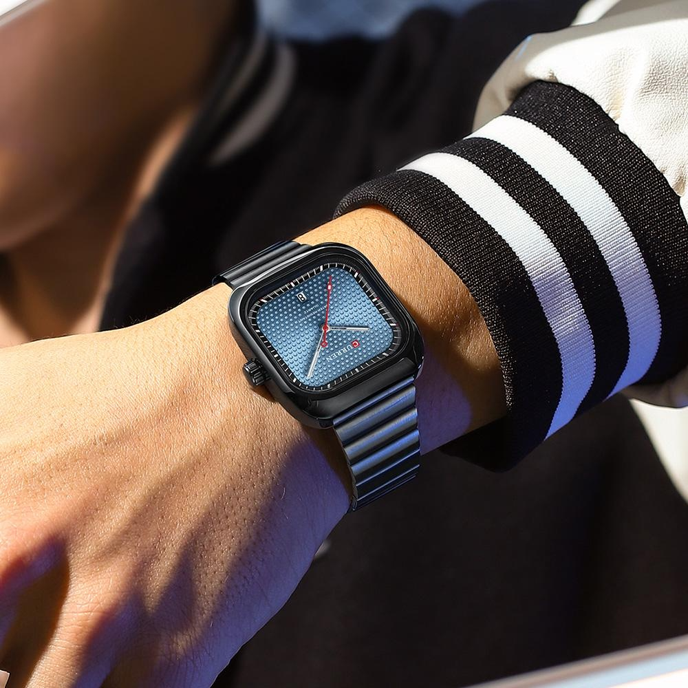CURREN Leisure Trendy Men's Watch Business Sports Watches Square Stainless Steel 3ATM Waterproof Mens Quartz Date/Day Watch Relogio Masculino 8460