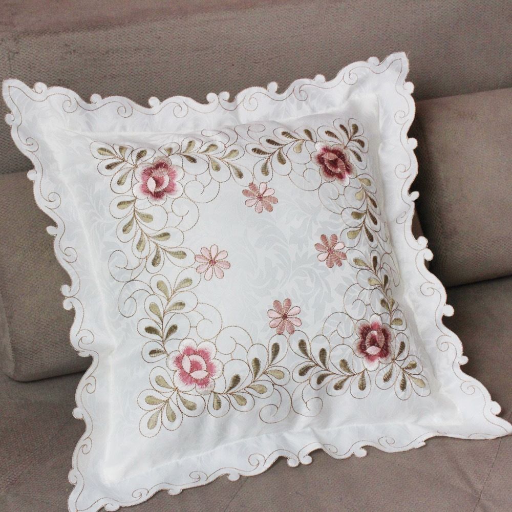 New Embroidered Pillow Case Home Bedroom Living Room Sofa Pillow Case Embroidered Fabric Fashion Light Luxury Square Cushion