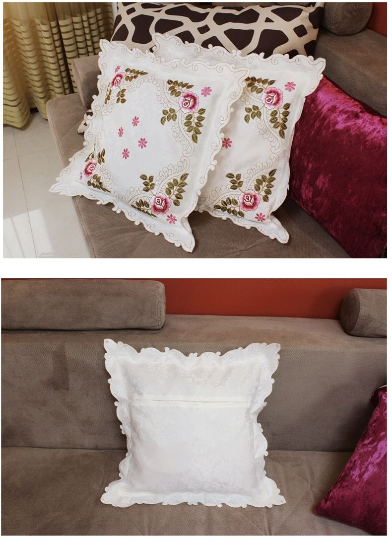 New Embroidered Pillow Case Home Bedroom Living Room Sofa Pillow Case Embroidered Fabric Fashion Light Luxury Square Cushion