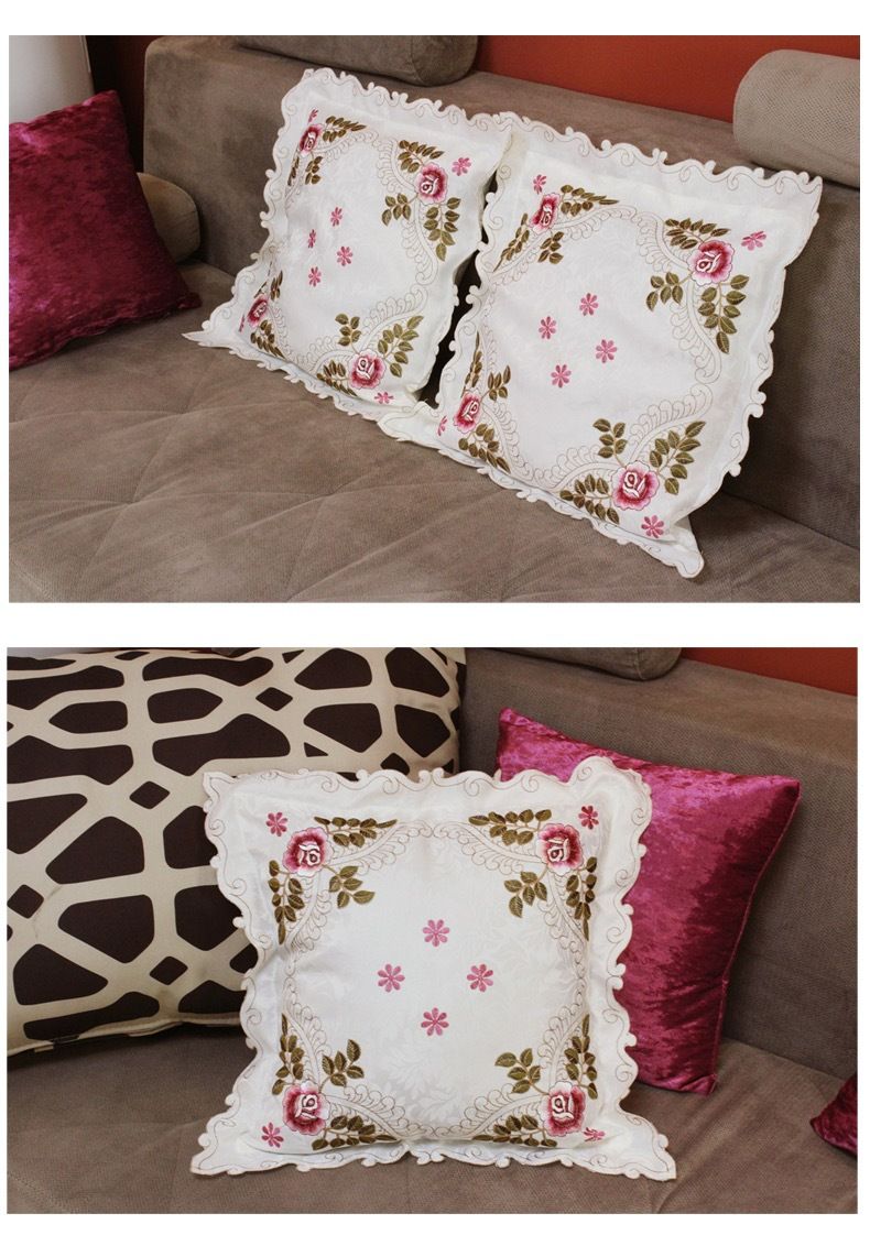 New Embroidered Pillow Case Home Bedroom Living Room Sofa Pillow Case Embroidered Fabric Fashion Light Luxury Square Cushion