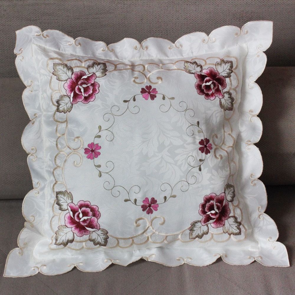 New Embroidered Pillow Case Home Bedroom Living Room Sofa Pillow Case Embroidered Fabric Fashion Light Luxury Square Cushion
