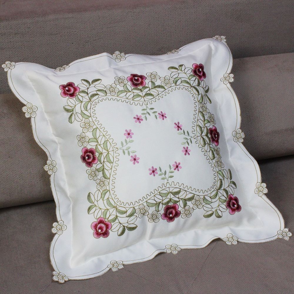 New Embroidered Pillow Case Home Bedroom Living Room Sofa Pillow Case Embroidered Fabric Fashion Light Luxury Square Cushion